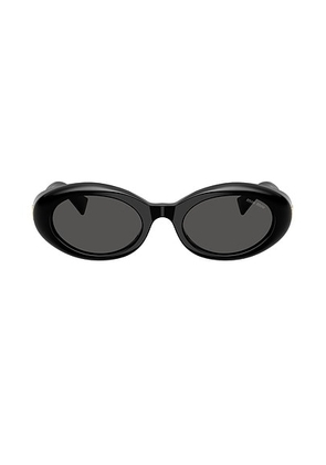 Miu Miu Oval Sunglasses in Black - Black. Size all.