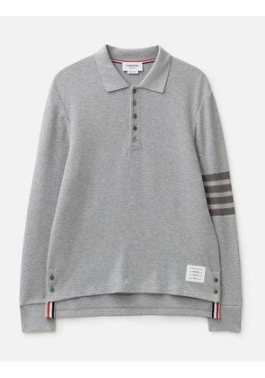 Textured Pique 4-Bar Long Sleeve Polo