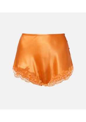 Saint Laurent Lace-trimmed silk crepe muslin shorts