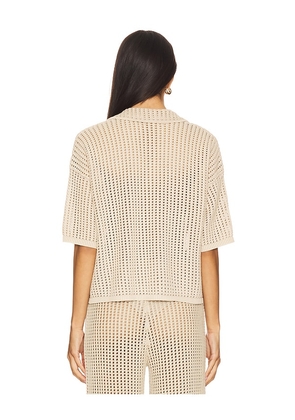 Barefoot Dreams Sunbleached Buttoned Short Sleeve in Beige. Size XL. Also in L.