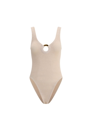 Hunza G Beige Polyamide One-Piece Swimsuit - One Size