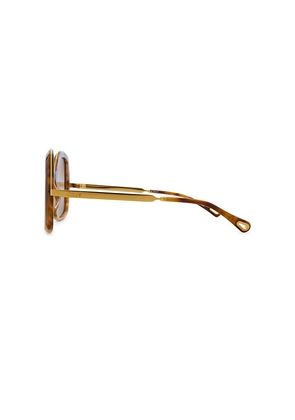 Chloe Aly Square Sunglasses in Brown.