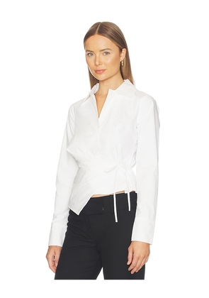 ALL THE WAYS Xandra Wrap Top in White. Size XS. Also in XXS, S, M, L, XL.