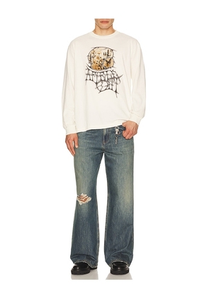 Afield Out Garden Long Sleeve Tee in White. Size S. Also in L, M, XL/1X.