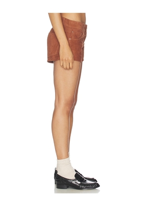 EB Denim Portman Low Rise Short in Cognac. Size 23. Also in 24, 25, 26, 27, 28, 29, 30.