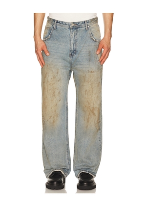 Andersson Bell Unisex Destroyed Wide Leg Jeans in Blue. Size 30. Also in 32, 34, 36.