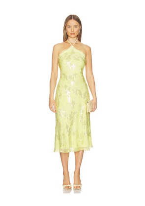 CAMI NYC Ruzita Metallic Chiffon Midi Dress in Yellow. Size XXS. Also in L, M, S, XL, XS.