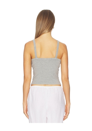 DONNI. The Baby Rib Square Neck Tank in Light Grey. Size XXS. Also in S, M.