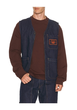 Dickies x Harley Davidson Denim Vest in Blue. Size S. Also in L, M, XL/1X, XXL/2X.