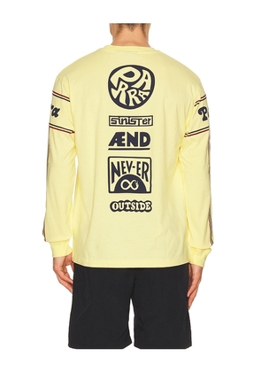 By Parra Never Sinister Long Sleeve T-Shirt in Yellow. Size S. Also in L, XL/1X, XXL/2X.