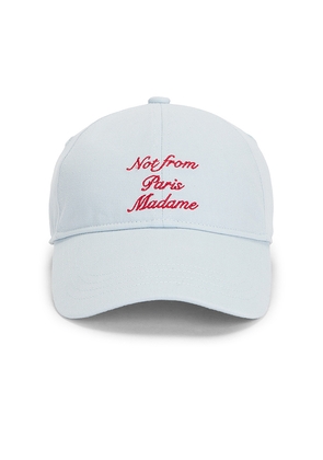 DrÃ´le De Monsieur Casquette Slogan Calligraphy in Baby Blue.