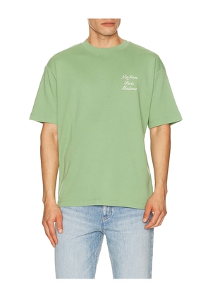 DrÃ´le De Monsieur Le T-Shirt Slogan Calligraphy in Green. Size S. Also in M, L, XL/1X, XXL/2X.