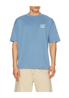 DrÃ´le De Monsieur Le T-Shirt Slogan in Blue. Size S. Also in M, L, XL/1X, XXL/2X.