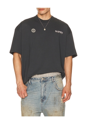 ALLSAINTS Emblem Crew Tee in Black. Size S. Also in M, L, XL/1X.