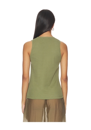 BALMAIN Small Balmain Paris Embroidered Jersey Tank Top in Army. Size XS. Also in S.