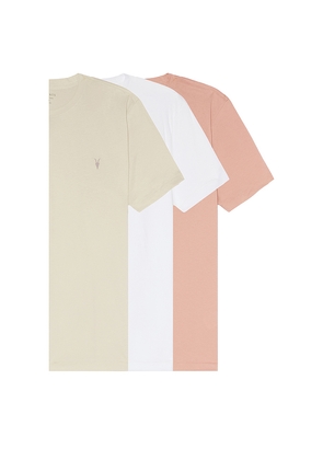 ALLSAINTS Tonic Crew Tee 3 Pack in Pink. Size S. Also in M, L, XL/1X.