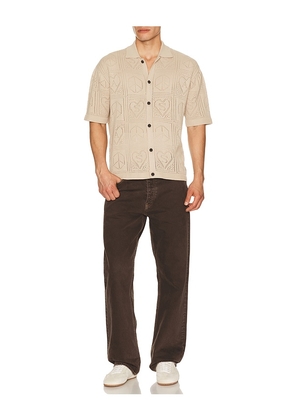 ALLSAINTS Arktx Short Sleeve Cardigan in Brown. Size S. Also in L, M, XL/1X.