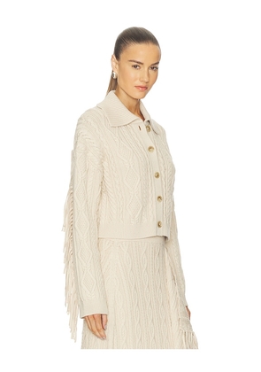 SIMKHAI Virginia Cropped Cardigan in Beige. Size M. Also in XS, L.