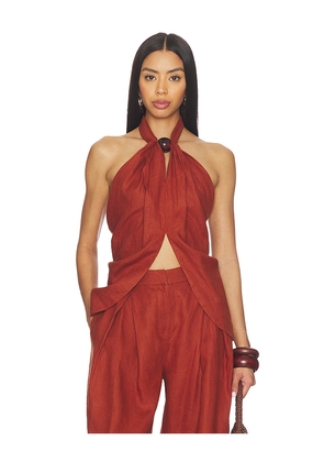 FAITHFULL THE BRAND Biba Halter Top in Brown. Size S. Also in L, M, XL.