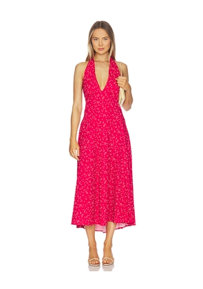 FAITHFULL THE BRAND Jennah Midi Dress in Red. Size S. Also in L, M, XL, XS.