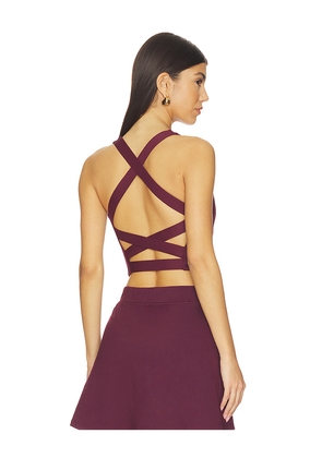 Gold Hinge Criss Cross Back Tank Top in Burgundy. Size S. Also in XS, M, L, XL.