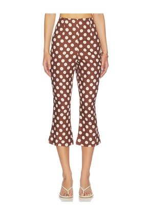 FAITHFULL THE BRAND Valeria Capri Pants in Brown,Cream. Size S. Also in XS, M, L, XL.