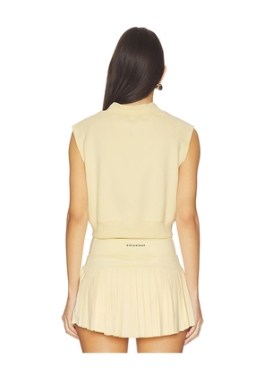 Gold Hinge Mock Neck Sleeveless Top in Yellow. Size S. Also in XS, M, L, XL.
