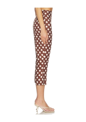 FAITHFULL Valeria Capri Pants in Brown,Cream. Size S. Also in XS, M, L, XL.