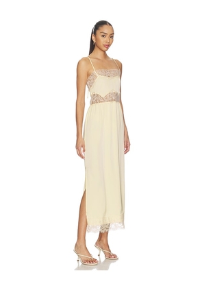 FAITHFULL Morris Midi Dress in Yellow. Size S. Also in XS, M, L.