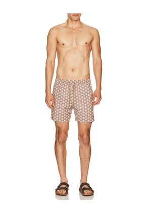 Faherty All Day 6 Swimtrunks in Brown. Size S. Also in M, L, XL/1X.