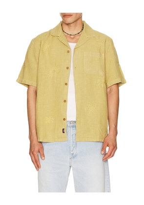 Faherty Short Sleeve Embroidered Shirt in Mustard. Size S. Also in M, L, XL/1X.