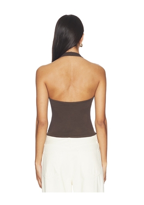 NILI LOTAN Britt Halter Top in Brown. Size XS. Also in M, L.