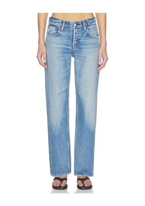 Moussy Vintage Cheval Straight Low Rise Jeans in Blue. Size 25. Also in 23, 24, 26, 27, 28, 29, 30.