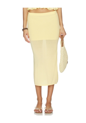 Lovers and Friends Delia Knit Midi Skirt in Lemon. Size XS. Also in XXS, S, M, L, XL.