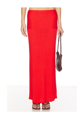 Lovers and Friends Shania Pointelle Maxi Skirt in Red. Size XS. Also in XXS, S, M, L, XL.