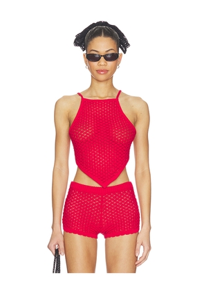 Lovers and Friends Daniella Pointelle Tie-Back Tank in Red. Size XS. Also in XXS, S, M, L, XL.