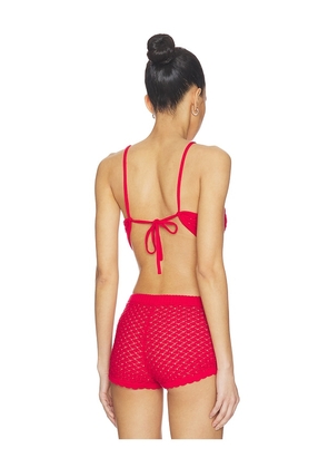 Lovers and Friends Daniella Pointelle Tie-Back Tank in Red. Size XS. Also in XXS, S, M, L, XL.