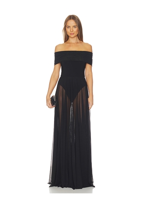 Norma Kamali Sleeveless Cowl Neck Combo Flared Gown in Black. Size XXS. Also in L, M, S, XS.