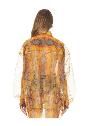 LaQuan Smith Oversized Boyfriend Shirt in Orange. Size XS. Also in M.