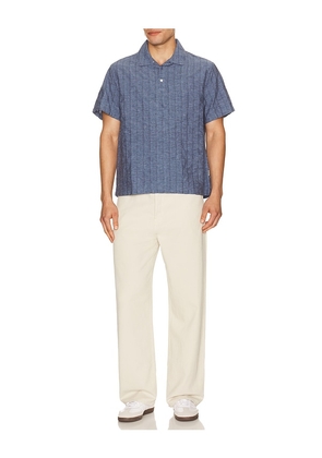 onia Cotton Linen Pop Over Shirt in Navy. Size S. Also in L, M, XL/1X.