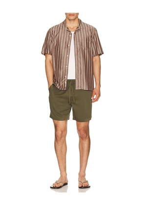 onia Tencel Convertible Vacation Shirt in Brown. Size S. Also in L, M, XL/1X.