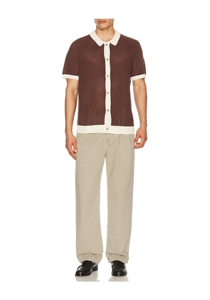 onia Linen Button Up Shirt in Brown. Size S. Also in L, M, XL/1X.