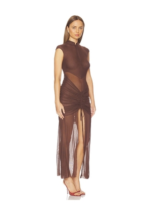 Kim Shui Anai Mesh Dress in Brown. Size XS. Also in M, L.