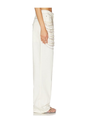 Lapointe Embroidered Straight Leg Pant in Cream. Size 2. Also in 4, 6.