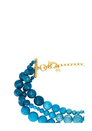 Lele Sadoughi Riviera Diana Triple Row Necklace in Teal.