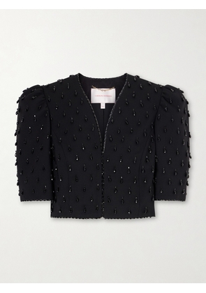 Carolina Herrera - Cropped Crystal-embellished Wool-blend Jacket - Black - US2,US4,US6