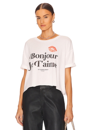 The Laundry Room Je T'aime Crop Oversized Tee in White. Size S. Also in M, L, XS, XL.