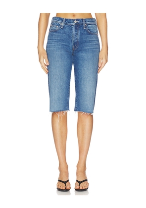 MOTHER The Kick It Half N Half Fray Short in Blue. Size 23. Also in 24, 25, 26, 27, 28, 29, 30, 31.