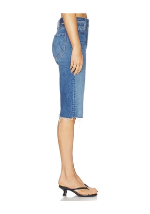 MOTHER The Kick It Half N Half Fray Short in Blue. Size 23. Also in 24, 25, 26, 27, 28, 29.