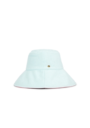 Lele Sadoughi Reversible Terry Long Brim Bucket Hat in Coral, Baby blue.